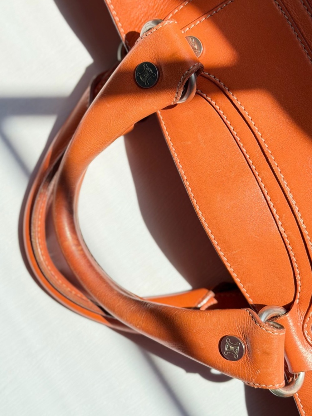 Celine Orange Leather Tote handbag - Picture 8 of 13